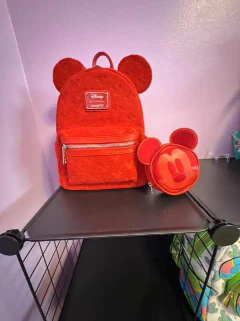 Loungefly Disney Mickey Mouse Red Terry Cloth Mini Backpack Coin Purse