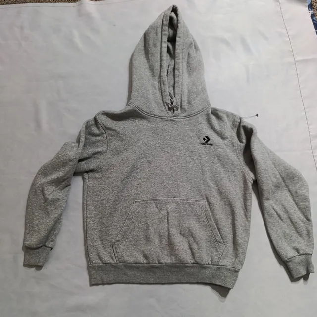 Converse Pullover Hoodie Size S Grey Fleece Sweatshirt