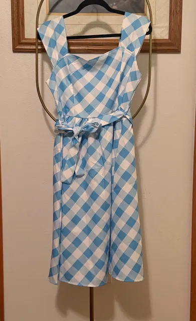Blue Gingham Midi Dress