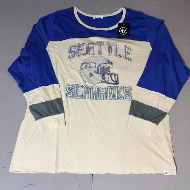 '47 Seattle Seahawks Long Sleeve T-Shirt Size woman's 3X Cream Royal