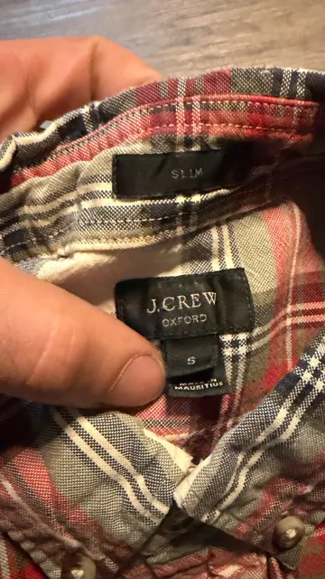 J.Crew Oxford Plaid Shirt Size S Slim Red Green