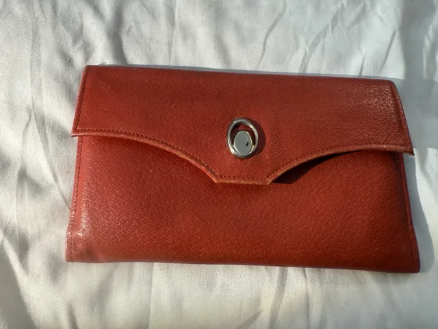 Red Leather Wallet Clutch