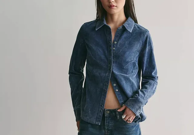 Free people Benny Corduroy Button Down Shirt Size XSmall 
