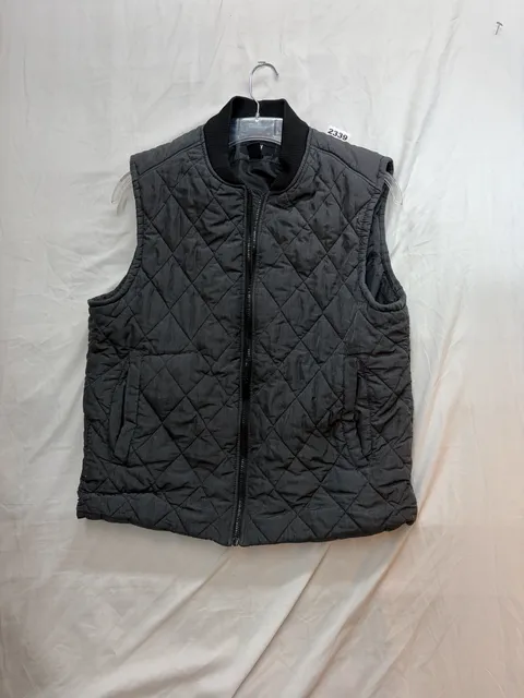 H&M Quilted Vest Size 44R Gray Full Zip Bomber Collar