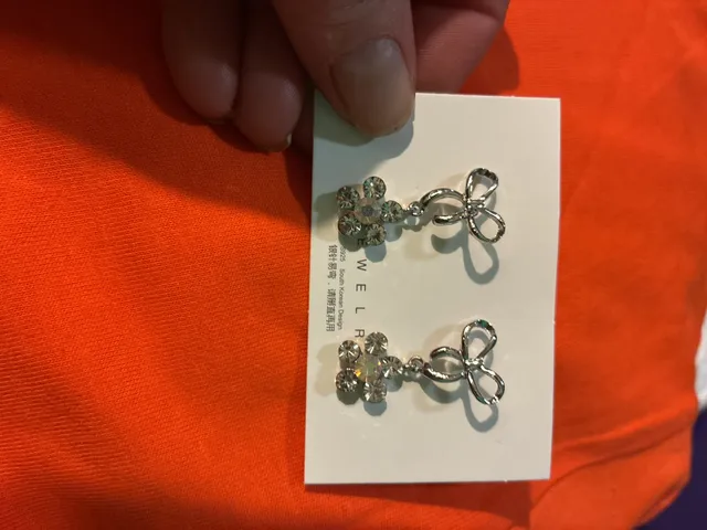 S925 South Korean Design Rhinestone Bow Flower Earrings