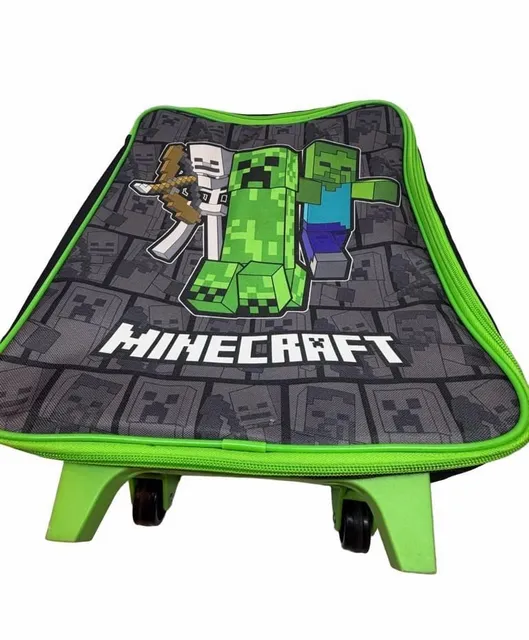 Minecraft Rolling Luggage Travel Suitcase Green Gray Youth 18 Inch