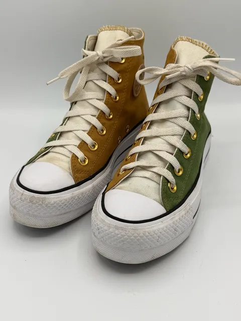 Converse Chuck Taylor All Star Lift Platform High Tops Green Mustard Womens 6