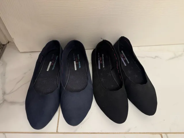 Skechers Air-Cooled Memory Foam Flats Black & Navy Set (2) size 10W Womens