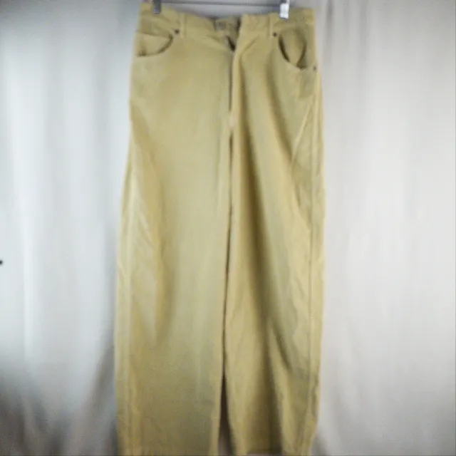 Zara Corduroy Pants Size USA 6 Yellow High Waist Wide Leg