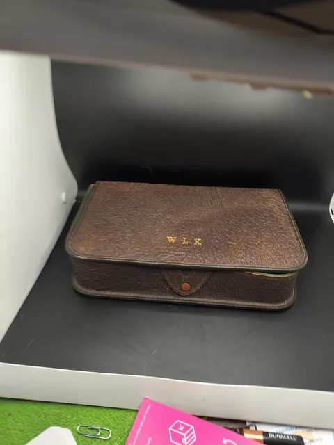 Vintage Leather Travel Vanity Set Monogram WLK