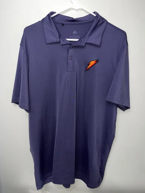 Adidas Gatorade Polo Shirt Mens Large Purple Pep+ Logo Performance Golf Athletic