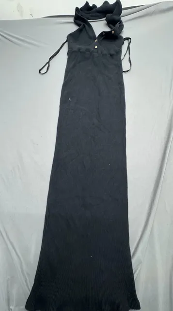 Free People Beach Maxi Dress Size M Black Halter Ribbed Knit