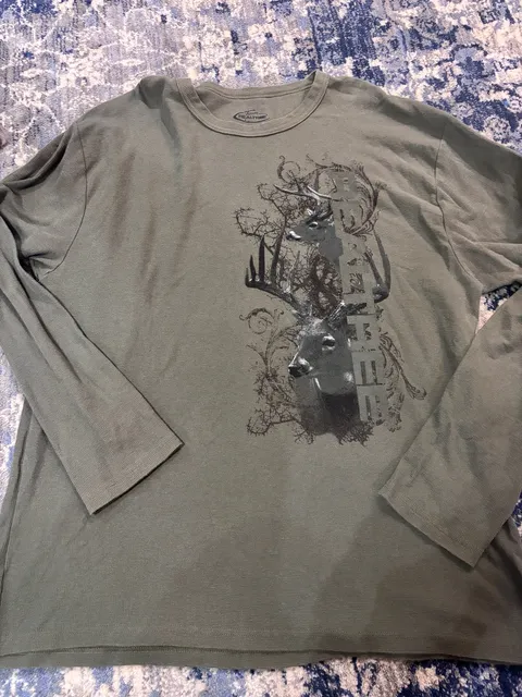 Team Realtree Long Sleeve Waffle Knit Shirt XX-Large Green Deer Graphic