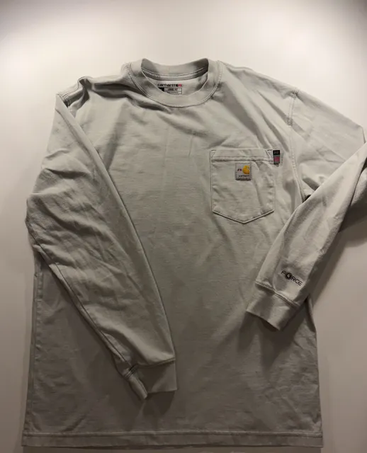Carhartt FR Force Long Sleeve Pocket T-Shirt Size M Grey Loose Fit