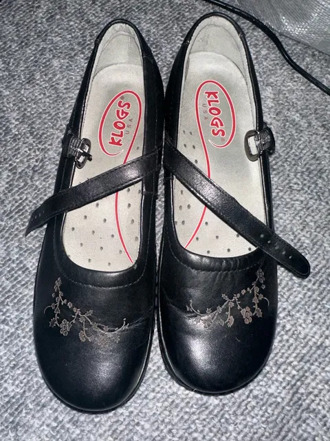 Klogs USA Black Leather Mary Jane Shoes Size 8