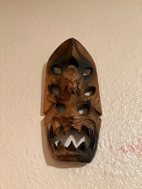 Carved Wooden Dragon Wall Mask — Bakunawa-Inspired