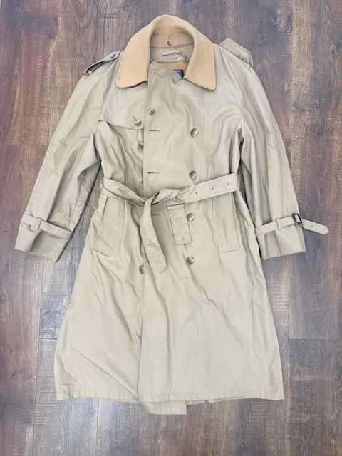 Lord Jeff The Man's Shop Tan Double Breasted Trench Coat Plaid Lining