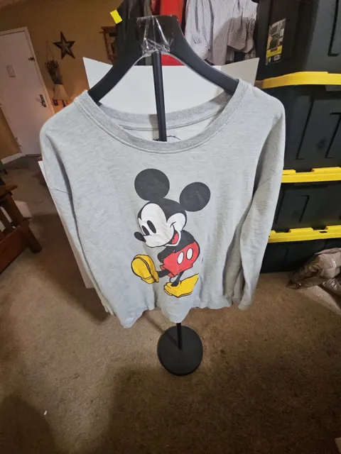 Disney Mickey Mouse Sweatshirt Size L Gray Graphic Pullover
