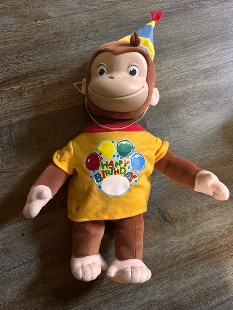 2005 Curious George Happy Birthday Rubber Face Monkey Plush Toy 16