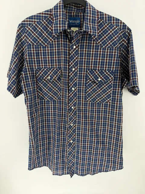 Vintage Wrangler Western Shirt Men’s Medium Plaid Pearl Snap Cowboy