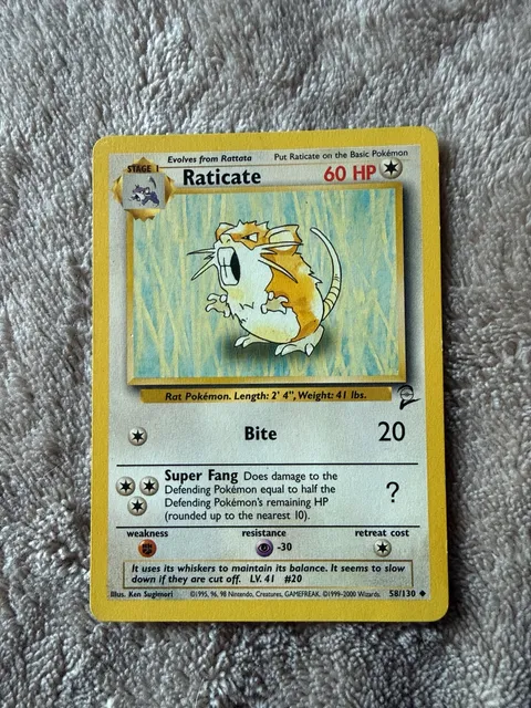 Pokemon Raticate 58/130 Base Set 2 Trading Card