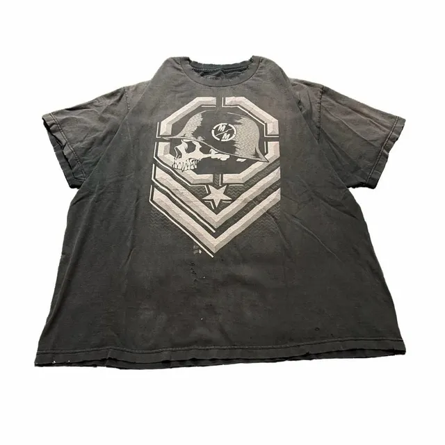 Metal Mulisha Skull Helmet T-Shirt Size XXL Black Graphic Distressed