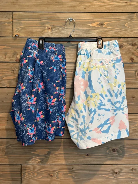 Birddogs Lined Shorts Tie Dye Floral Print Men's Soze Large Lot of 2