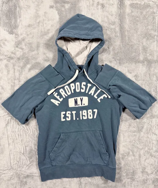 Aeropostale Hoodie Size S Blue N.Y. Est. 1987 Pullover Sweatshirt