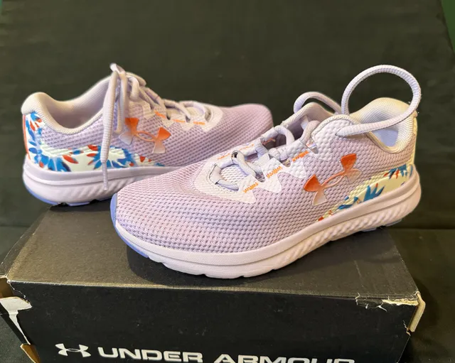 Under Armour Charged Assert Size 5.5 Purple Floral Sneakers