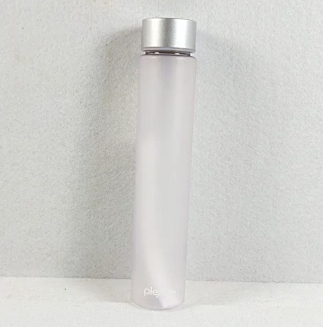 NEW Plexus Branded Frosted Water Bottle Slim Shaker Metallic Silver Screw Cap