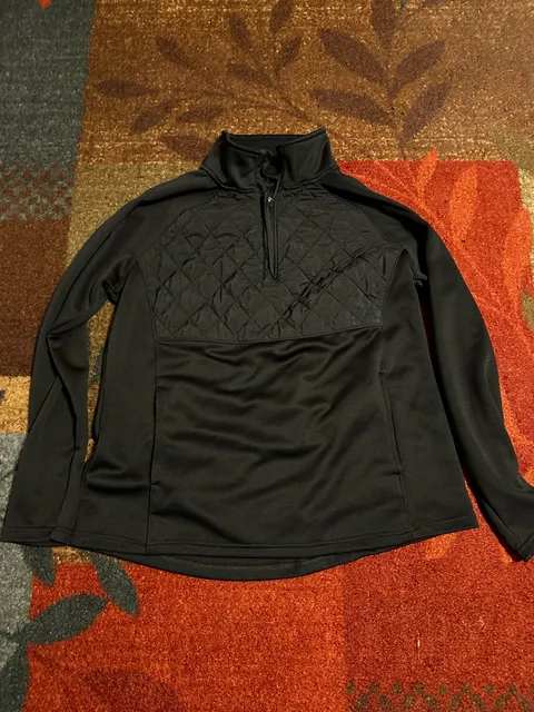 Avia Quilted 1/4 Zip Pullover Jacket Size L (12-14) Black