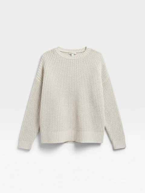 American Eagle Waffle Knit Sweater Size S Cream