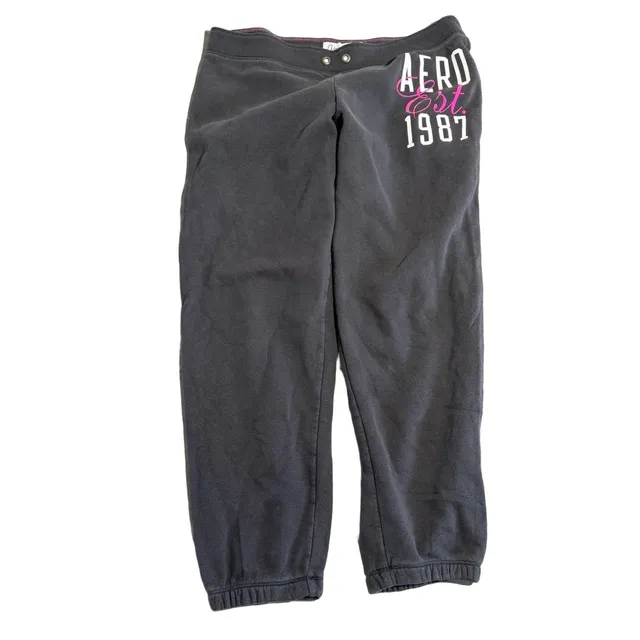 Aeropostale Sweatpants Size XL Gray Aero 1987 Logo Joggers