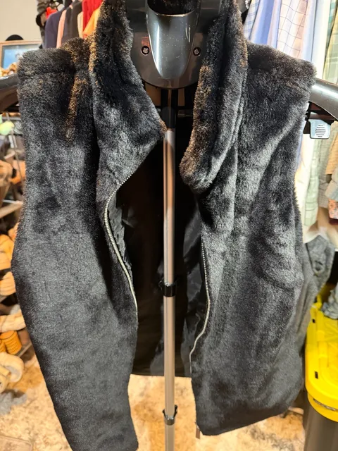 Koton Faux Fur Vest Size 36 Black Zip Up