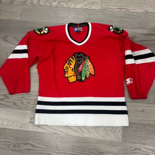 Starter Chicago Blackhawks Hockey Jersey Size L Red Vintage 90s