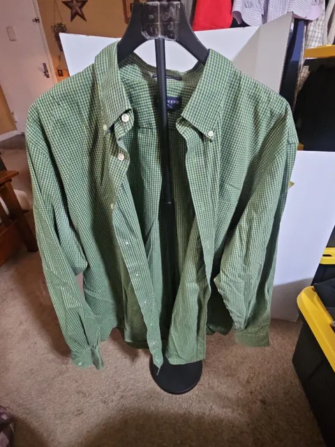 Lands' End No Iron Plaid Button Down Shirt 18-38 Big/Tall Green
