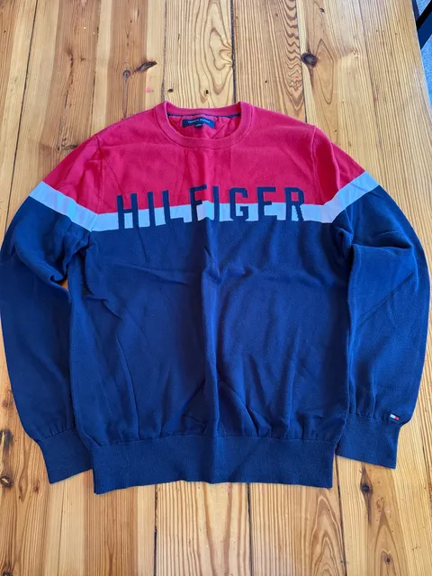 Tommy Hilfiger Logo Colorblock Sweater Size S/P Red White Blue