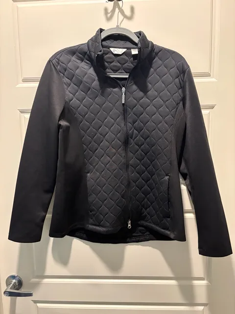 Quilted Full Zip Jacket Size L Black