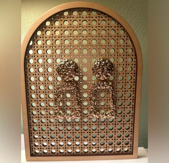 Textured Gold Geometric Earrings #0302