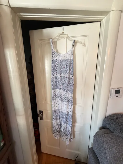 Unbranded Paisley Maxi Dress Free Size White Blue 100% Rayon