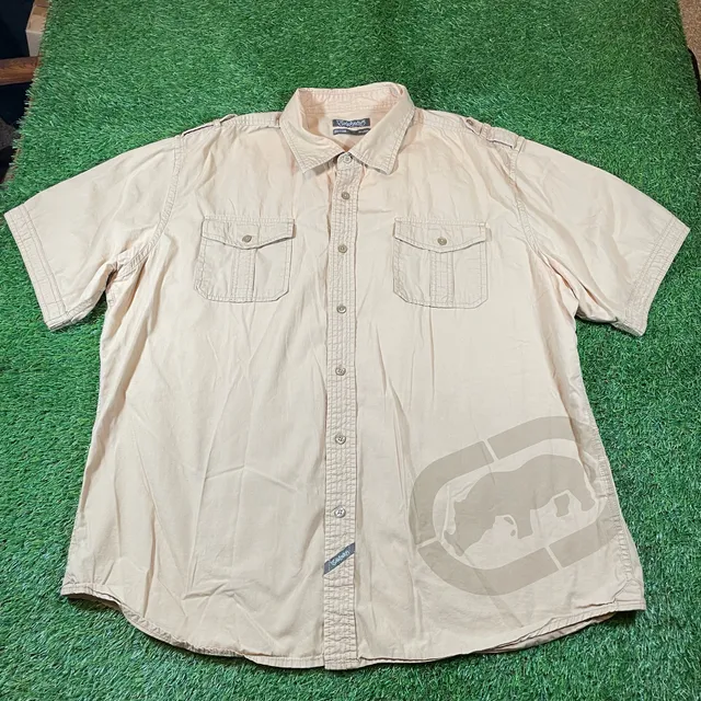 Ecko Unltd Short Sleeve Button Up Shirt Tan Size 3XL