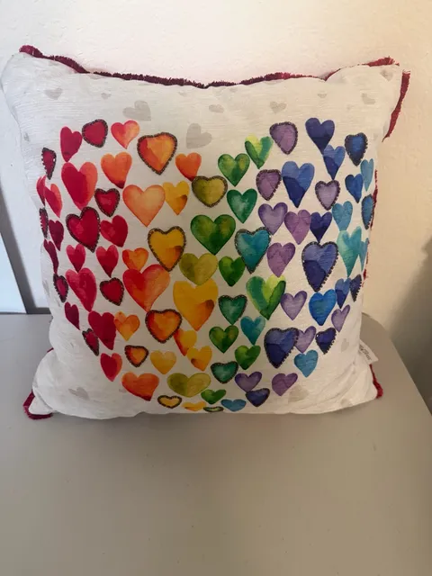 Isaac Mizrahi Rainbow Hearts Pillow