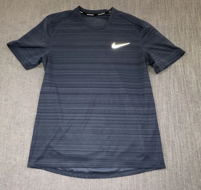 Nike Running Shirt Blue Striped Athletic T-Shirt