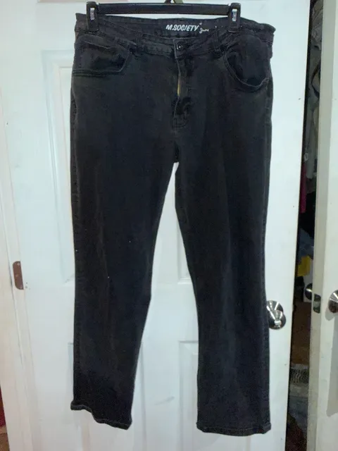 M.Society Jeans 38x34 Black Straight Leg Denim Pants