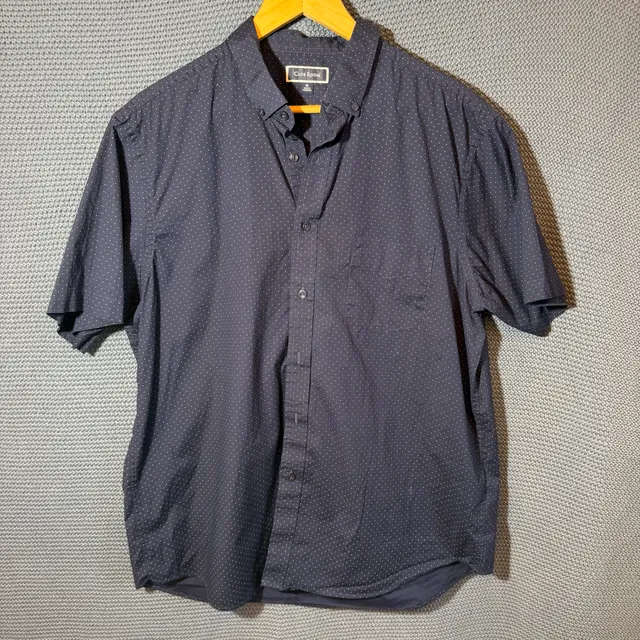 Club Room Short Sleeve Button Down Shirt Size XL Blue Polka Dot