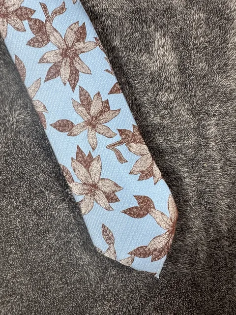 Venturi Uomo Silk Neck Tie Blue Brown Floral Italy
