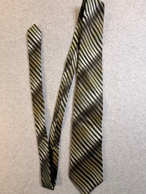 Alfani Striped Silk Neck Tie Green Black