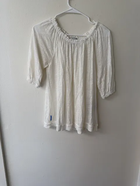Escales Paris Blouse Size S White Linen Off-The-Shoulder Top