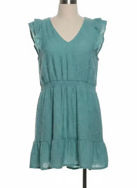 LC Lauren Conrad Dress Size XXL Teal Clipped Jacquard Tie Back
