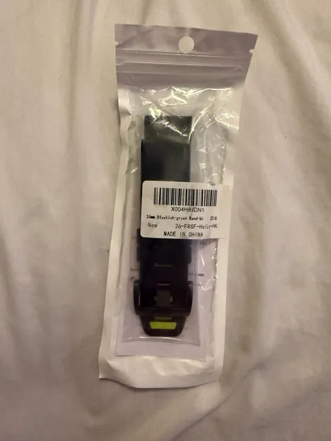 Black-Green Silicone Watch Band Size 26mm